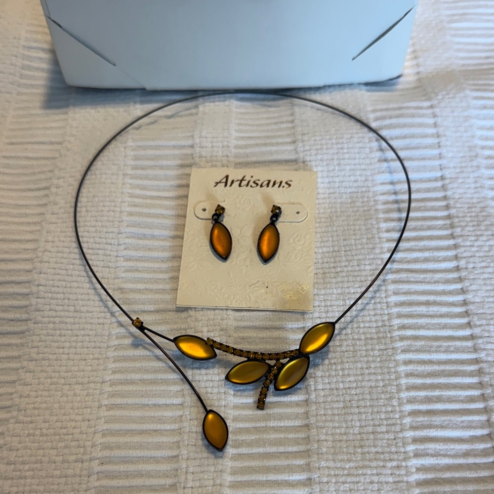 Artisan Gold and Brown Necklace Set